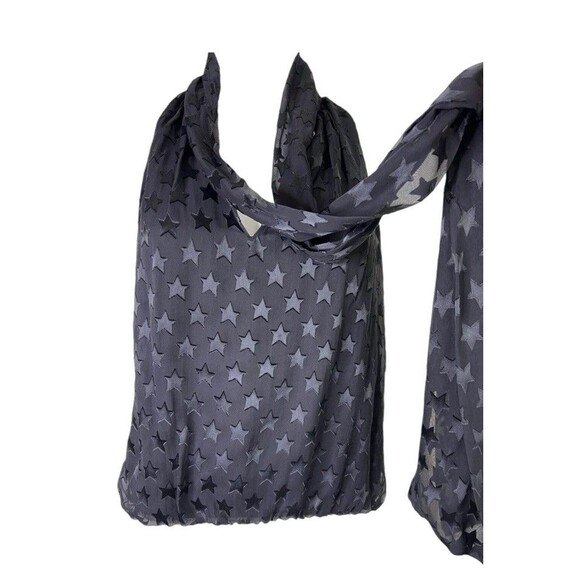 Alice + Olivia Delphine Black Star Burnout Print Silk Bow Tie Blouse Size Medium - Picture 4 of 11